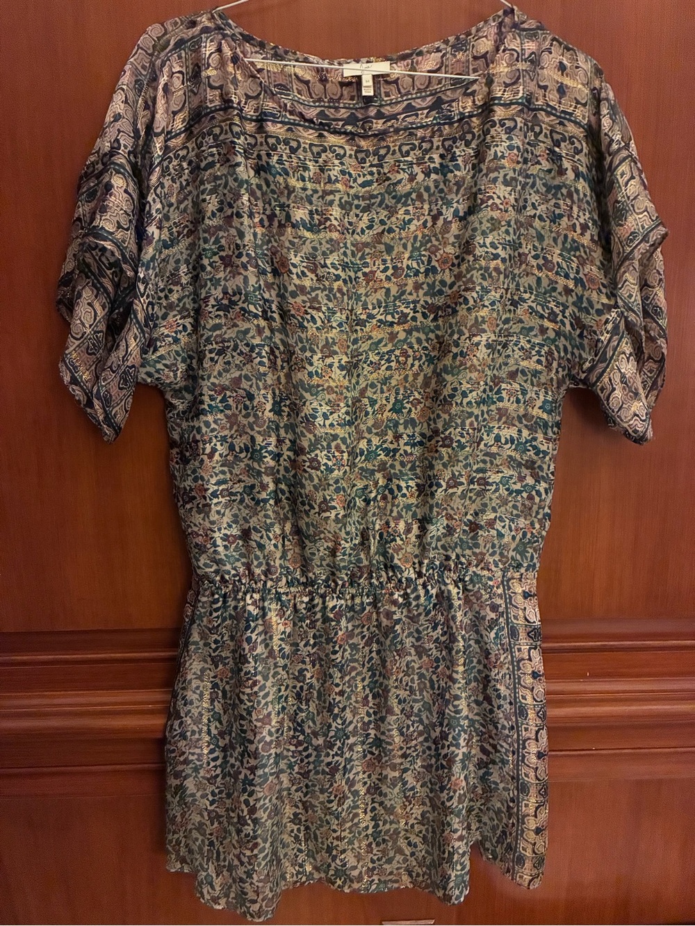 Joie Teal Multi Floral Drop-Waist Tunic